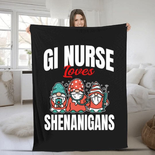 Funny Gi Nurse Loves Shenanigans Irish St. Fleece Blankets
