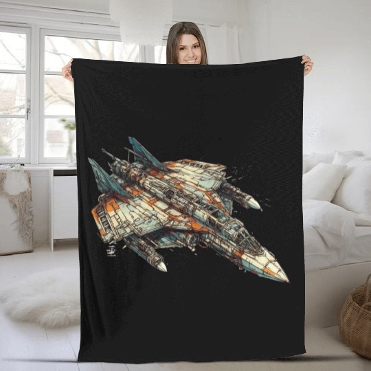 Sci fi FIghter jet Fleece Blankets