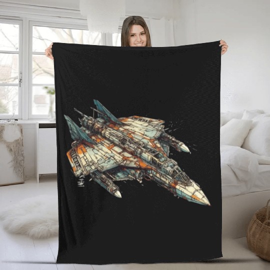 Sci fi FIghter jet Fleece Blankets