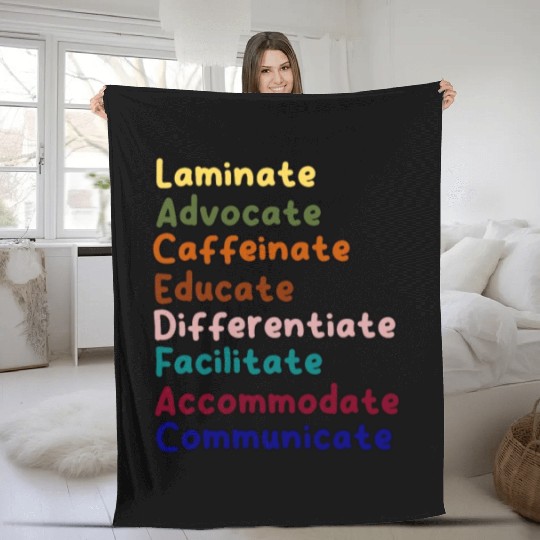 Sped Teacher Caffeinate Advocate Laminate Educate Fleece Blankets