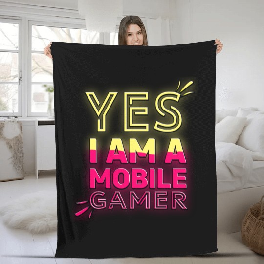 'Yes, I am a Mobile Gamer' - (Red/Yellow) Design Fleece Blankets