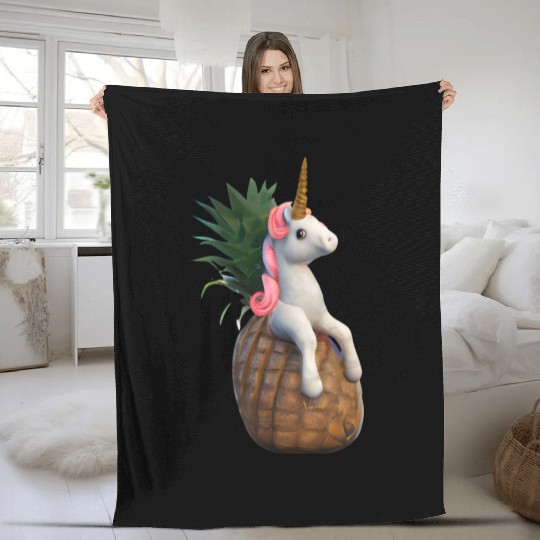 Pineapple unicorn - tropical unicorn Fleece Blankets
