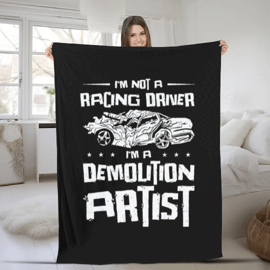 Demolition Derby Car Demo Driver Fleece Blankets