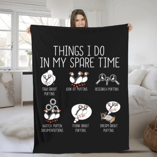 Funny Atlantic Puffin Bird Lover Women Puffin Fleece Blankets