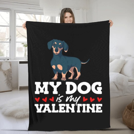 My Dog Is My Valentine Date Cute Doggy Fleece Blankets