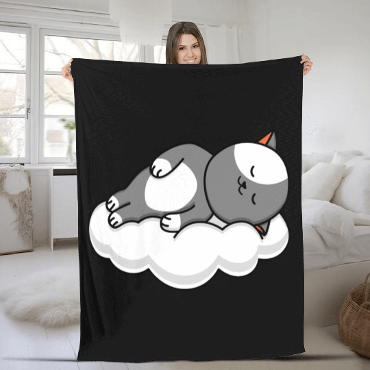 Cat Lover Cat Sleeping On Cloud Fleece Blankets
