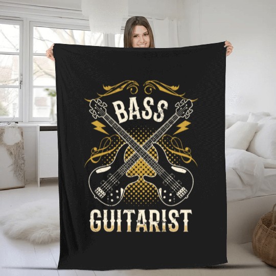 Bass Guitarist Guitar Musician Band Music Fleece Blankets