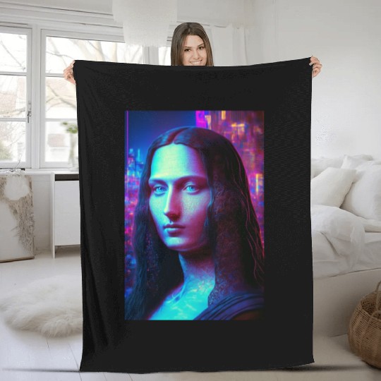 Mona lisa in future Fleece Blankets