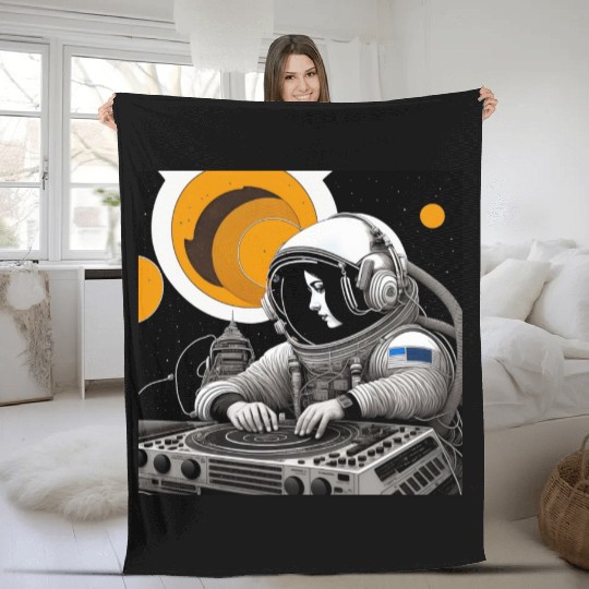 Intricate detailed artwork of astronauts using Fleece Blankets
