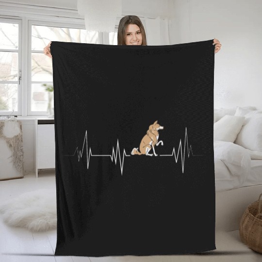Siberian Husky Dog Heartbeat Fleece Blankets