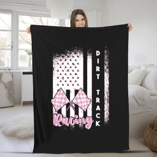 American Flag Race Racer Dirt Track Racing Fleece Blankets