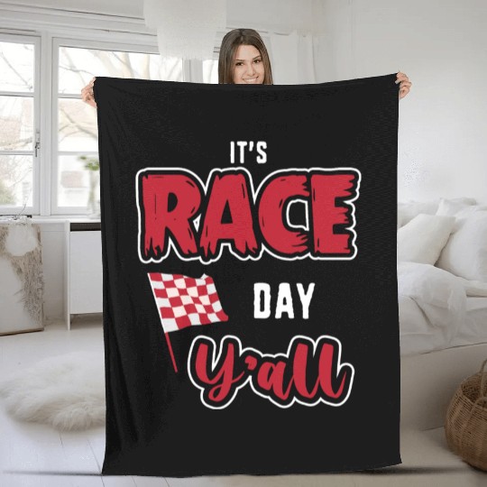 Its Race Day Yall Funny Dirt Track Racing Fleece Blankets