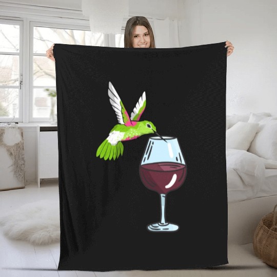 Hummingbird Drinking Wine Birdwatching Hummingbird Fleece Blankets