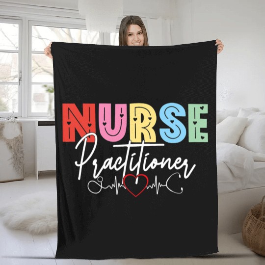 NP Nurse Practitioner Valentine s day Healthcare E Fleece Blankets