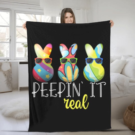 Peepin 39 It Real Happy Easter Bunny Egg Hunt Fleece Blankets