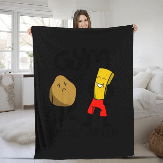 Funny Gym Potatoes Fitness Fun Fleece Blankets