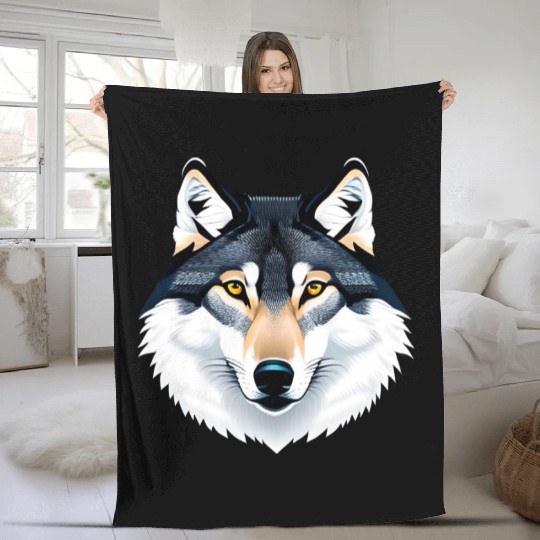 Wolf howling at the moon graphic Fleece Blankets