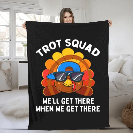 Turkey Trot Squad Funny Thanksgiving Running Costu Fleece Blankets