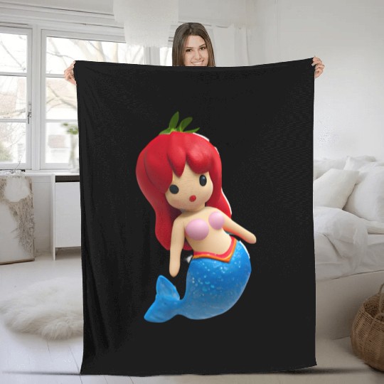 Strawberry mermaid Fleece Blankets