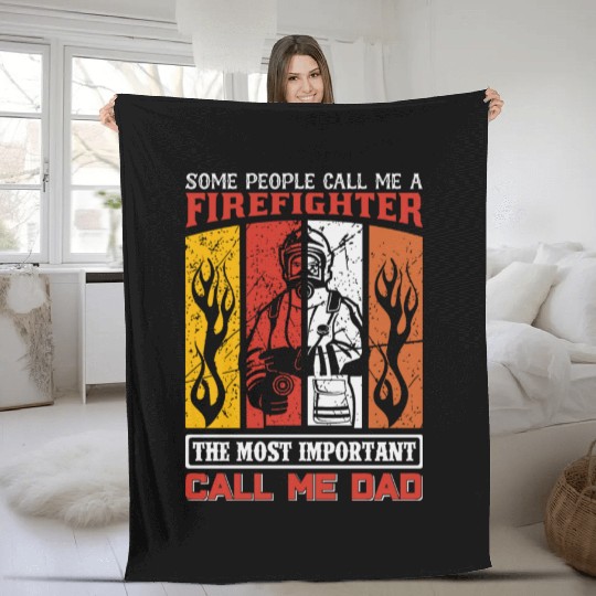 Firefighter Dad Fleece Blankets