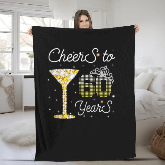 Cheers 60 Years Old 60th Birthday Girl Women 60 Fleece Blankets