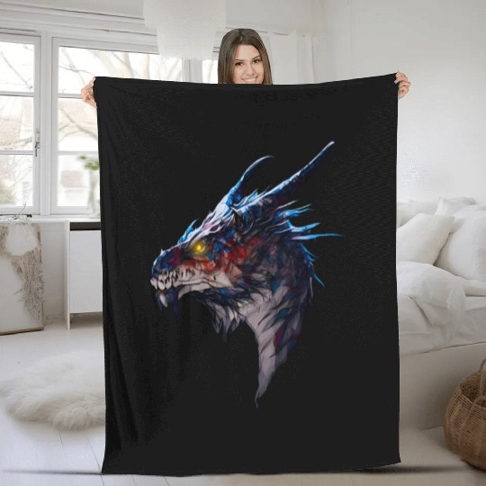 Fierce Dragon Head Fleece Blankets