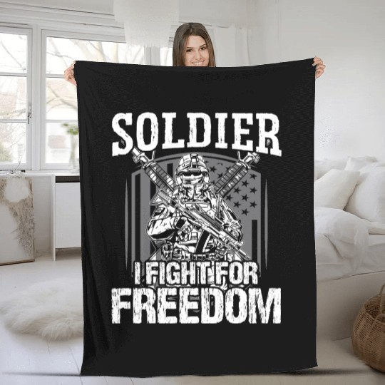 Soldier i fight for freedom military army veteran Fleece Blankets