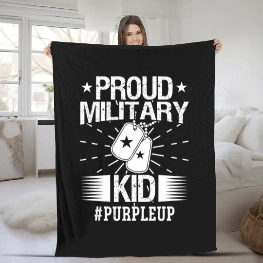 Soldier proud military kid #purpleup army veteran Fleece Blankets