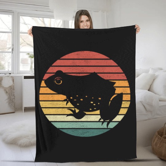 Frog Lover - Vintage Sunset Frog Fleece Blankets