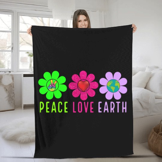 Peace Love Earth, Peace Love People Earth Day Fleece Blankets
