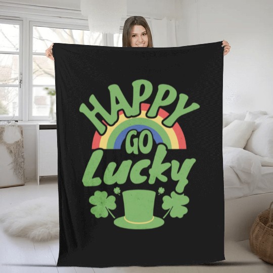 Happy Go Lucky Unisex Fleece Blankets