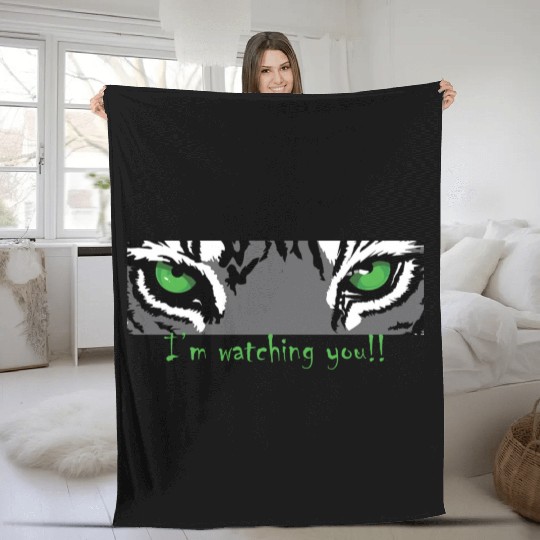 tigerEyes - Im watching you (green) Fleece Blankets
