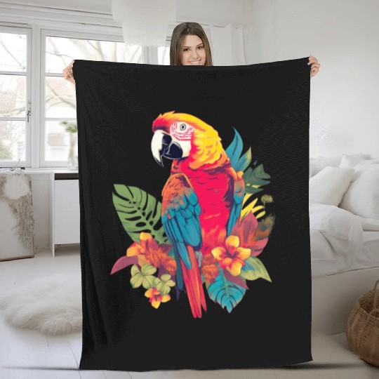 Macaw Parrot for a Bird Lover Animal Lover Fleece Blankets