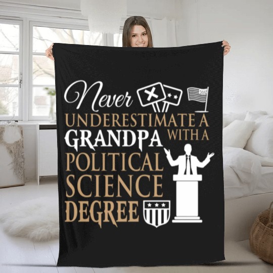 Power Grandpa With Political Science Degree Fleece Blankets