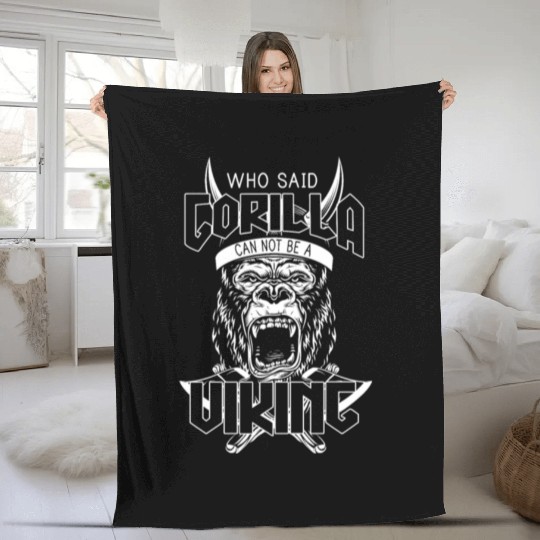 Viking Gorilla Warrior Axe Norse Mythology Fleece Blankets