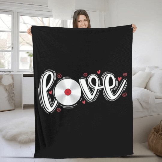 Love Vinyl Record Music Sound Carrier Fleece Blankets