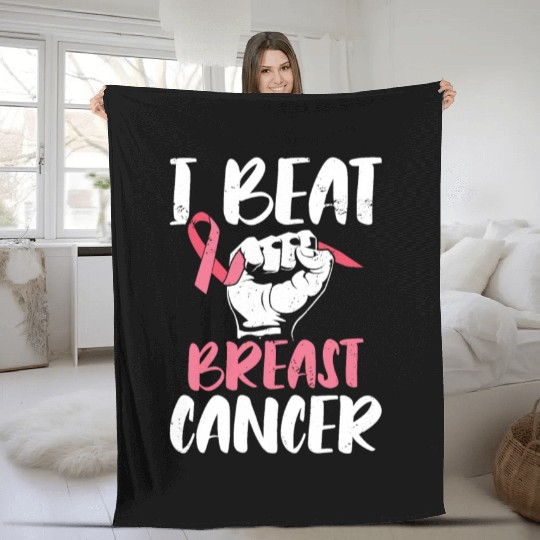 I Beat Breast Cancer Survivor Breast Cancer Fleece Blankets