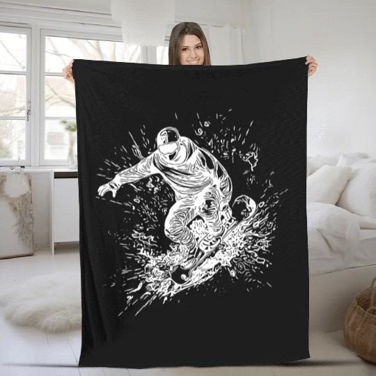 Cool Mountaineering Jump Style Snowboard Move Fleece Blankets