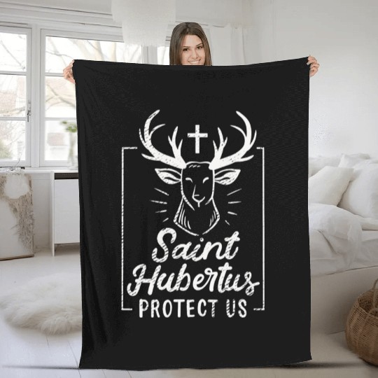Saint Hubertus Deer Hunter Elk Moose Buck Hunting Fleece Blankets