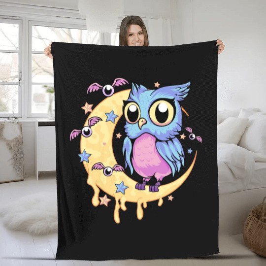 Pastel Goth Owl Fleece Blankets