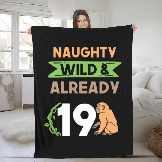 Gift 19 years birthday girl boy Ape Monkey Fleece Blankets