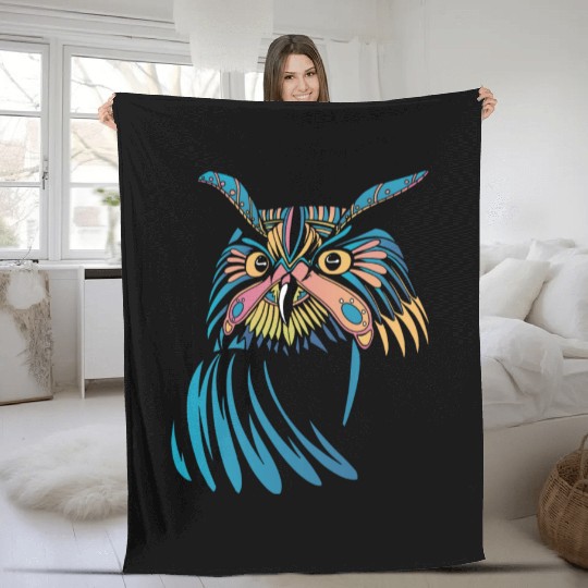 Colorful Owl Bird Nature Fleece Blankets