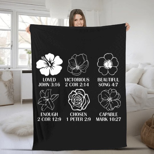 Loved John 3:16 Victorious 2 Cor 2:14 Fleece Blankets