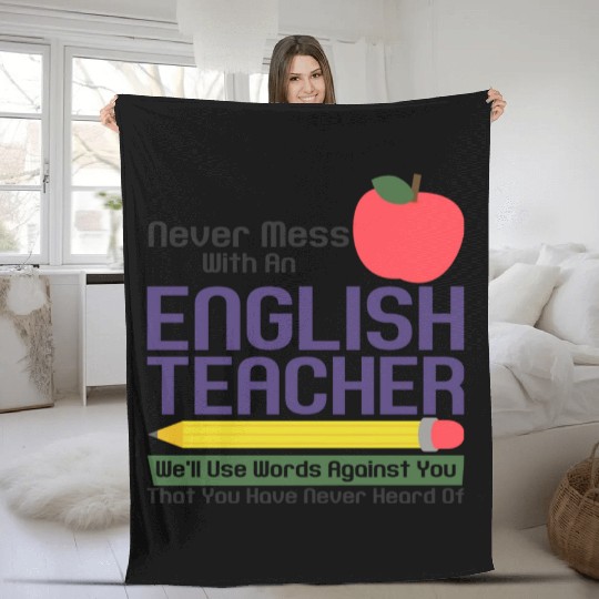 English Teacher Reading Books Vocabulary Grammar Fleece Blankets