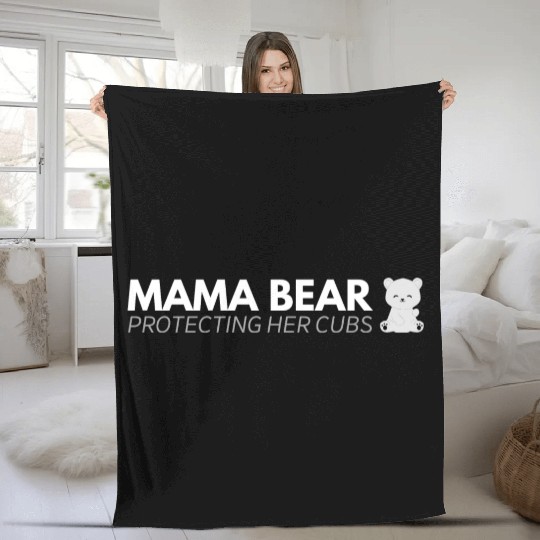 Mama Bear protecting her cubs Fleece Blankets