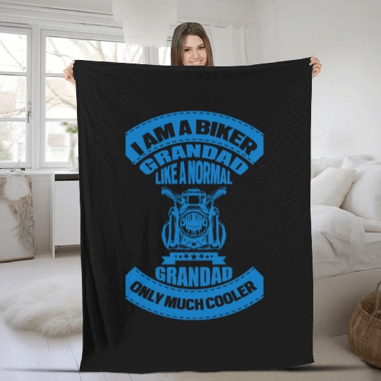 I M A BIKER GRANDAD LIKE A NORMAL GRANDAD Fleece Blankets