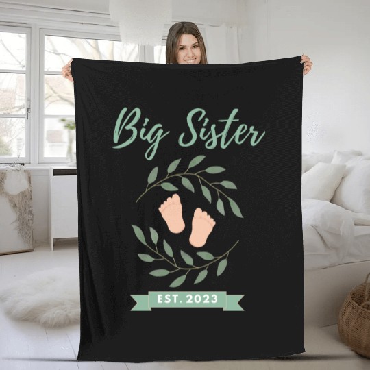 Big Sister Est. 2023 Fleece Blankets
