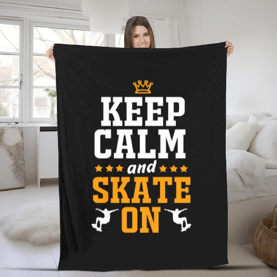 Longboard Skateboarding Keep Calm And Skate On Fleece Blankets