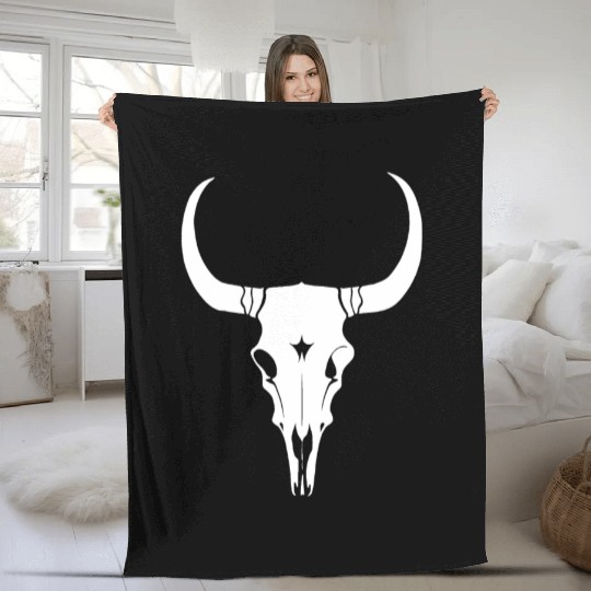 Cattle Skull Cow Skull Rodeo Western Skeleton Fleece Blankets