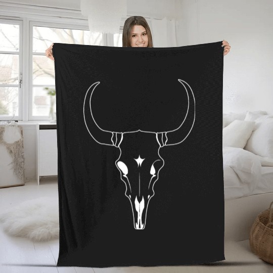 Cattle Skull Cow Skull Rodeo Western Skeleton Fleece Blankets